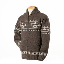 Load image into Gallery viewer, Lost Horizons Knitwear - Eagle Sweater Jacket – Thunderbird Design: Dark Natural / L