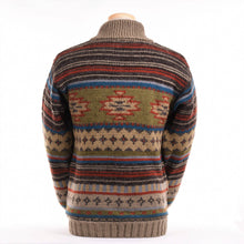 Load image into Gallery viewer, Lost Horizons Knitwear - Mateo Wool Sweater – Southwestern Knit Zip Cardigan: Black natural / L