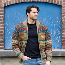 Load image into Gallery viewer, Lost Horizons Knitwear - Mateo Wool Sweater – Southwestern Knit Zip Cardigan: Black natural / L