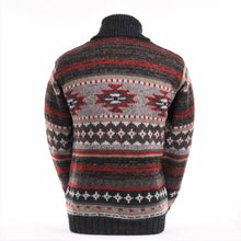 Load image into Gallery viewer, Lost Horizons Knitwear - Mateo Wool Sweater – Southwestern Knit Zip Cardigan: Black natural / L