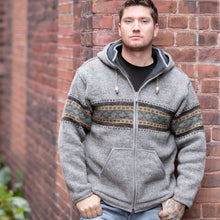 Load image into Gallery viewer, Lost Horizons Knitwear - Wayne Wool Zip Hoodie Sweater Jacket: Black Natural / L