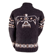 Load image into Gallery viewer, Lost Horizons Knitwear - Eagle Sweater Jacket – Thunderbird Design: Dark Natural / L