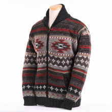 Load image into Gallery viewer, Lost Horizons Knitwear - Mateo Wool Sweater – Southwestern Knit Zip Cardigan: Black natural / L