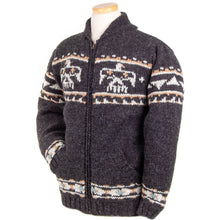 Load image into Gallery viewer, Lost Horizons Knitwear - Eagle Sweater Jacket – Thunderbird Design: Dark Natural / L