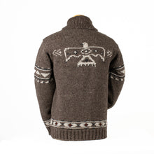 Load image into Gallery viewer, Lost Horizons Knitwear - Eagle Sweater Jacket – Thunderbird Design: Dark Natural / L