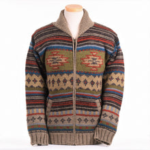 Load image into Gallery viewer, Lost Horizons Knitwear - Mateo Wool Sweater – Southwestern Knit Zip Cardigan: Black natural / L
