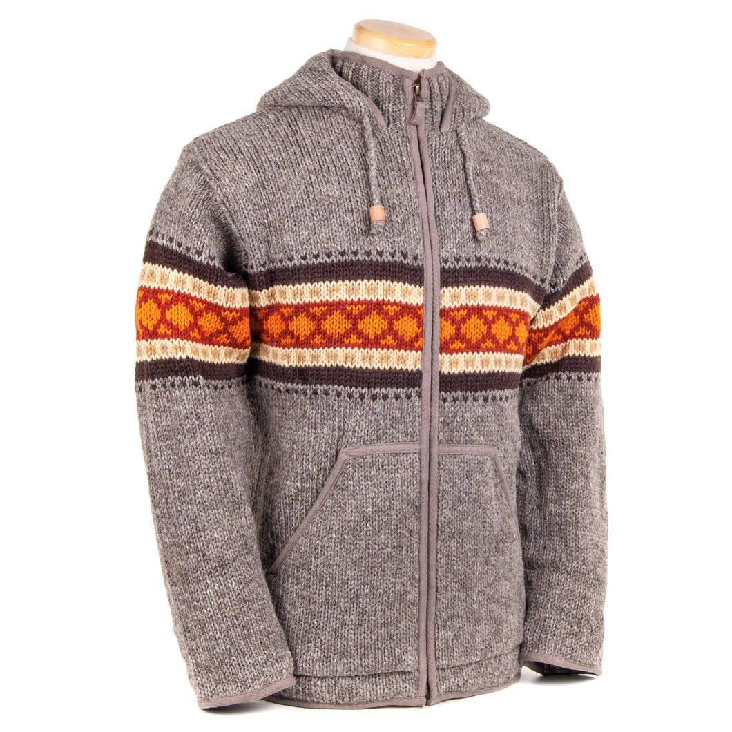 Lost Horizons Knitwear - Wayne Wool Zip Hoodie Sweater Jacket: Medium Natural / M