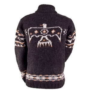 Lost Horizons Knitwear - Eagle Sweater Jacket – Thunderbird Design: Dark Natural / L
