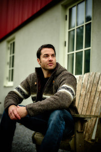 Lost Horizons Knitwear - Wayne Wool Zip Hoodie Sweater Jacket: Medium Natural / M
