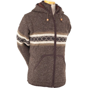 Lost Horizons Knitwear - Wayne Wool Zip Hoodie Sweater Jacket: Medium Natural / M